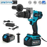 13MM Brushless Electric Drill 3 in 1 Impact Drill Hammer Cordless Screwdriver 20+3 Torque Power Tool for Makita Battery 18V