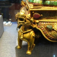 Tibet 100% Pure Bronze 24K Gold turquoise beryl Crystal Sakyamuni Buddha statue