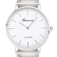 100pcs/lot geneva two analog leather watch wrap quartz casual two pointer wrist watch wholesale clock