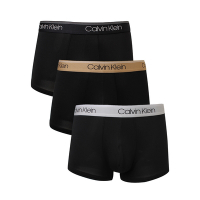 【Calvin Klein】CK超細纖維涼感速乾低腰短版男四角內褲三件組(黑x卡其x淺灰)