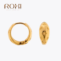 ROXI 925 Sterling Silver Ear Buckle Octagonal Star Pattern 18K Gold Plated Hoop Earrings For Women Men Simple Earing Orecchini
