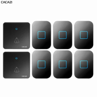 CACAZI Wireless Doorbell Waterproof 300M Remote CR2032 Battery US EU UK Plug Smart Home Ring Bell Chime 2 Transmitter 6 Receiver