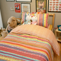 精梳棉 床包 被套 兩用被 床組 單人/雙人床包組 [ 吃一口彩虹 ] 台灣製造 棉床本舖