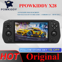 Powkiddy X28 Android 11 Unisoc Tiger T618 5.5 Inch Touch IPS Screen Handheld Retro Game Console Google Store HD TV OUTPUT
