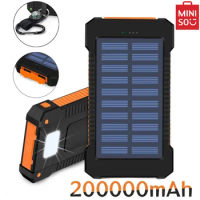 Miniso 200000mAh Large Capacity Solar Power Bank Portable Compass External Battery Outdoor Charging Powerbank for Xiaomi