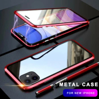 Magnetic Case For Apple iPhone 11 12 13 pro 360 Protection Case for iPhone 11 12 13 Pro Max aiphone Double-sided Glass Cover