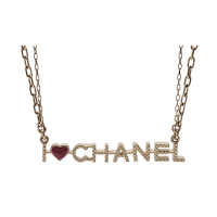 CHANEL   I LOVE CHANEL 字樣雙練項鍊/頸鍊(金色)