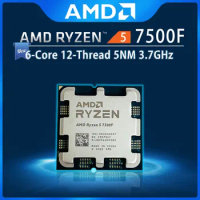 CPU AMD-Ryzen 5 7500F, R5 7500F, 3,7 GHz, 6 núcleos, 12 thread, 5NM, L3 = 32M, soquete 100-000000597, AM5, sem refri