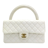 CHANEL 香奈兒 白色 菱格紋皮革 手提包 【二手名牌BRAND OFF】