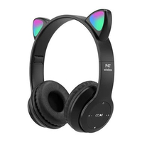 MJ P47M Wireless Headphone Cute Cat Ear Bluetooth Headset LED Children Stereo Folding Sports Microph