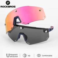 ROCKBROS 2 In 1 Magnetic Cycling Glasses Women Men Polarized Bike Shades Outdoor Sport UV400 Sunglasses
