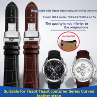 22mm 23mm 24mm men's curved leather Calfskin watch Butterfly Buckle Watch Strap Bracelet for Tissot Male T035 T035627A T035407A