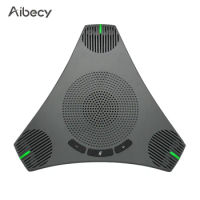Aibecy 360° USB Speakerphone Conference Microphone Omnidirectional Computer Mic Voice Pickup with Mute Key for Video Conference