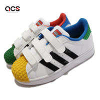 adidas 休閒鞋 Superstar CF C 運動 童鞋 愛迪達 貝殼頭 樂高聯名 魔鬼氈 中童 彩 H03964