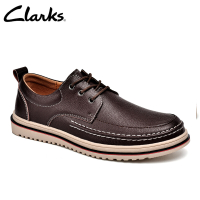 Clarksของสะสม Cambro Step Lace รองเท้าสลิปออนหนังสีน้ำตาลเข้มลำลองสำหรับผู้ชาย