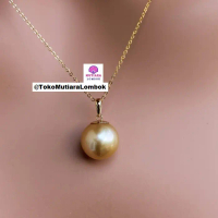 Kalung Mutiara Air Laut Asli Model Simple Simpel 1 Butir Liontin Mutiara Air Laut Asli Bersertifikat