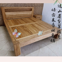 免運 實木床榆木床1.2米1.8米2米單人床雙人床榫卯老式木床儲物硬闆床 床架單人加大 床架雙人加大 特價出 可開發票