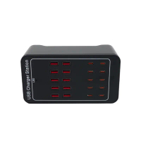 2025 Multi-Port USB Charger A+C Port Plastic Shell 20-Port USB Studio Universal Charging Head Firepr