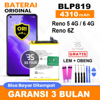 ( FREE BONUS ) FOR Baterai Batre Reno 5 4G / Reno 6 4G / Reno 6Z / BLP819 / 4310mAh Original