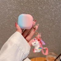 Cute 3D Rainbow Unicorn Pendant Hand Rope PC Earbuds Case For Samsung Galaxy Buds Pro Buds Pro For Samsung Buds 2 Hard Cover