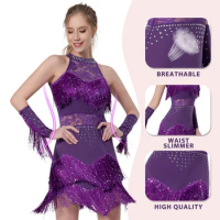 Flapper Fringe Sequin Dress Sports Dance Prom Dress Party Dance Dress Beaded Toast Dress