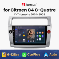 Junsun V1 AI Voice Wireless CarPlay Android Auto Radio for Citroen C4 2004 - 2009 4G Car Multimedia GPS 2din autoradio