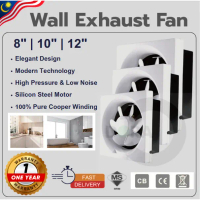 Kipas Ekzos Lekap di Dinding 8\/10\"/12\" untuk Dapur & Bilik Mandi Pengudaraan Senyap Keluli Aliran