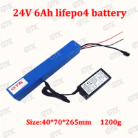 Gtk 24V 6Ah Lifepo4 battery pack lithium rechargable for electric underwater scooter + 2A charger