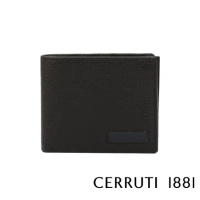 【Cerruti 1881】限量2折 義大利頂級小牛皮4卡零錢袋皮夾 全新專櫃展示品(黑色 CEPU05916M)
