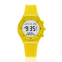 Kids Neon Prayer Watch with Azan Time Automatic Qibla Direction Shine Color ATM Student Wrist Clock