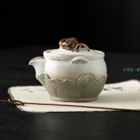 宋樸蘇揚燁大師純手工柴燒螃蟹八方來財荷葉寶瓶手抓茶壺禮盒裝