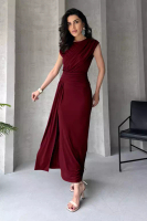 Trendyol Burgundy Fitted Maxi Elegant Evening Graduation Dress