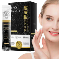 12pcs Black Sea Salt Clearing Oil Control Bubble Facial Mask Deep Cleansing Shrink Pore Face Mask Pore Cleaning Masque