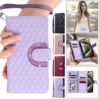 Zipper Wallet Card Case for Samsung Galaxy Note 20 Ultra 10 9 S24 S23 FE S22 Plus S21 S20 Long Lanyard Flip Leather Cover Coque