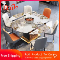 Marble Foldable Dining Table Coffee Round Luxury Outdoor Kitchen Dining Tables Salon Center Muebles Garden Furniture Sets