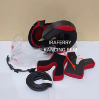 BUSA HELM KYT RC7 FULL SET KANCING KLIP BESI + KACA HITAM + KARET HELM