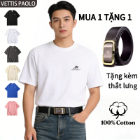 VETTIS PAOLO Áo Thun Cổ Tròn Tay Ngắn 100% Cotton Phong Cách Thường Ngày Màu Trơn Đa Năng Thời Trang