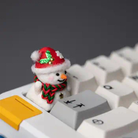 ECHOME Cute Snowman Keycap Cute Artisan Keyboard Cap Original Custom Resin Anime KeyCap for Mechanical Keyboard Christmas Gift