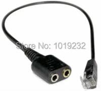 VoiceJoy PC headset dual 3.5mm to phone RJ9/RJ10/RJ22 adapter cable for AVAYA 2410 4610 NOTEL POLYCOM 3COM PLT Mitel etc