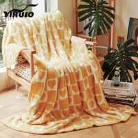 YIRUIO Vintage Checkerboard Love Heart Blanket Throw Classic Chic Sofa Bed Downy Cozy Microfiber Bed Sofa Knitted Plaid Blanket