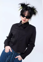 FOD Kemeja Crop Wanita Nazami Black