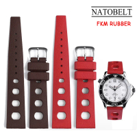 High quality fluoro rubber watch strap with tropical pattern, size 20 mm.Waterproof Breathable Watch