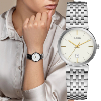 【Rado 雷達表】Florence佛羅倫薩系列 典雅無框不鏽鋼石英錶-白 30mm R05(R48913013 對錶 情侶錶)