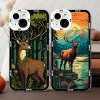 Case For iPhone 15 14 13 Pro Max 12 Mini 11 XS X XR SE 7 8 Plus Soft Cover Deer