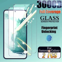 2PCS Tempered Glass For Samsung Galaxy S24 Ultra S23 S21 S20 FE S24 S23 S22 S21 S20 Plus Fingerprint Unlocking Screen Protector