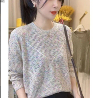 Sweater Berkait Lengan Panjang, Gaya Korea Baru, Rekaan Kecerunan Langit Berbintang, Longgar, Fesyen