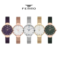 【FERRO】F1618 時尚優雅閃亮水鑽米蘭針織帶手錶