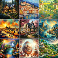 Landscape Fantasy Building Paint By Number 20x30 Custom Crafts Kits For Adults Wall Art Personalized Gift Ideas Dropshipping HOT