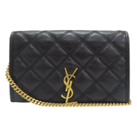 【二手名牌BRAND OFF】SAINT LAURENT YSL 聖羅蘭 黑色 皮革 鍊帶 肩背包 585031