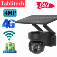 Tahlitech Wifi/4G Sim Card Solar Camera CCTV Camera 4X Optical Zoom Motion Detection Full Color Night Vision Security IP Cameras